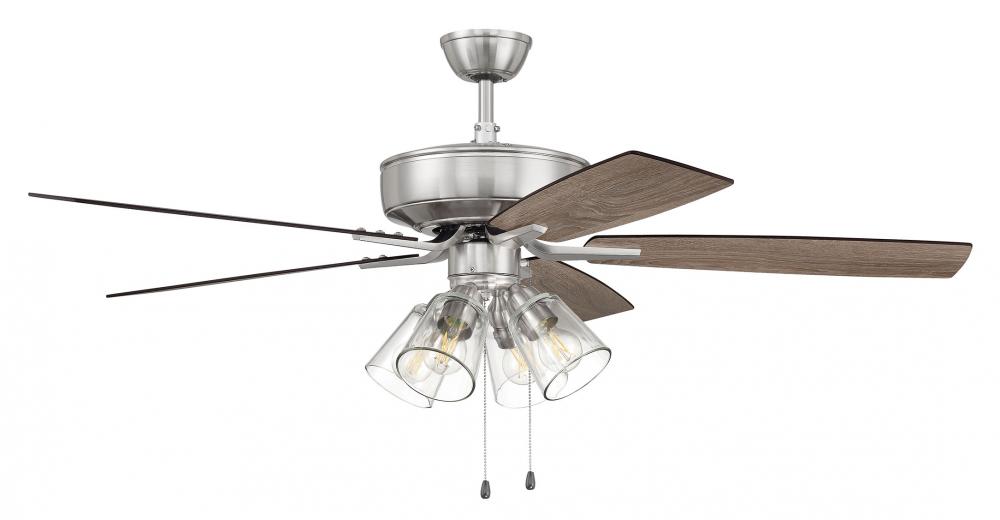 Pro Plus 104 52" 5-Blade Ceiling Fan in Brushed Polished Nickel w/ Driftwood/Grey Walnut Blades