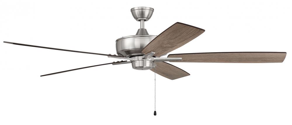 Super Pro 60" 5-Blade Ceiling Fan in Brushed Polished Nickel w/ Driftwood/Grey Walnut Blades