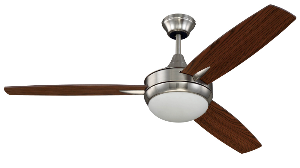Targas 52" 3-Blade Ceiling Fan in Brushed Polished Nickel w/ Dark Oak/Walnut Blades