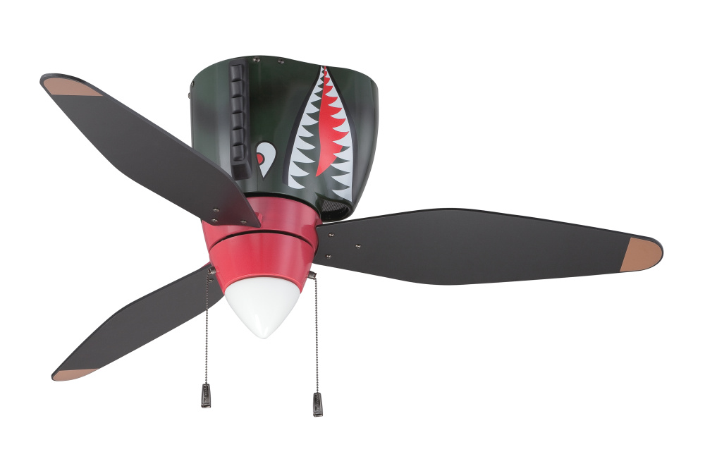 WarPlanes 48" 3-Blade Ceiling Fan in WarPlanes Tiger Shark w/ Warbird Black/Orange Blades