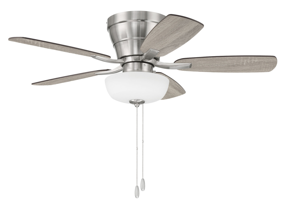 Wheeler 42" 5-Blade 2-Light Bowl Ceiling Fan in Brushed Polished Nickel w/ Driftwood/Walnut Blad