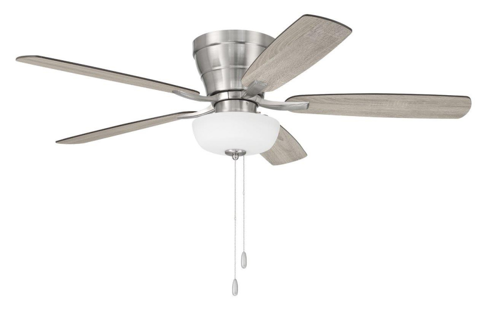 Wheeler 52" 5-Blade 2-Light Bowl Ceiling Fan in Brushed Polished Nickel w/ Driftwood/Walnut Blad