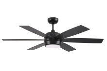 Craftmade TRV52FB6-NWF - Trevor 52" 6-Blade Indoor/Outdoor (Damp)Ceiling Fan in Flat Black w/ Flat Black/Greywood Blades