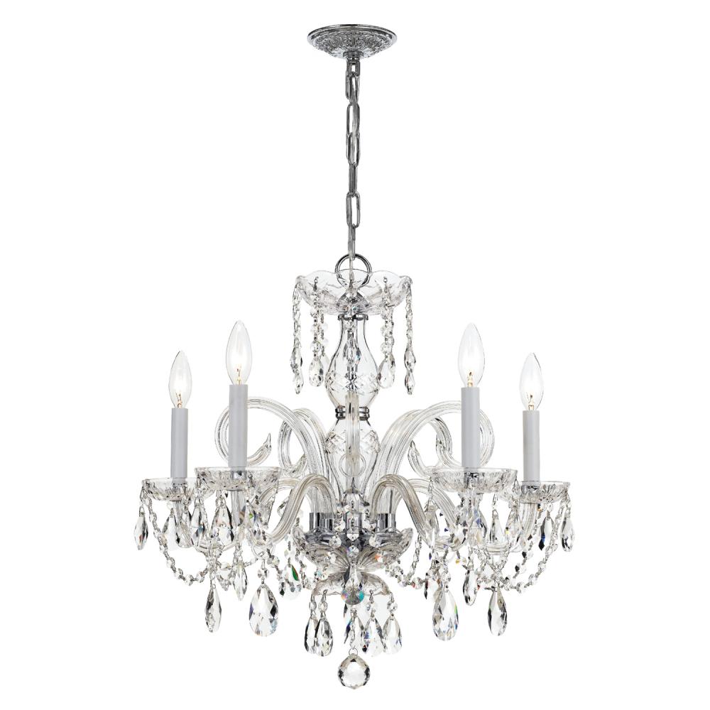 Traditional Crystal 22'' Hand Cut Crystal Polished Chrome Chandelier