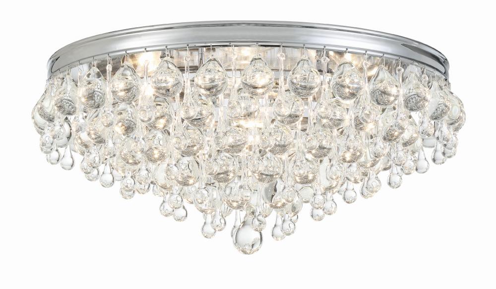 Calypso 20'' Crystal Teardrop Polished Chrome Flush Mount