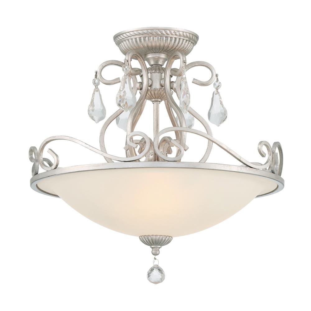 Ashton 16.5'' Hand Cut Crystal Olde Silver Semi Flush Mount