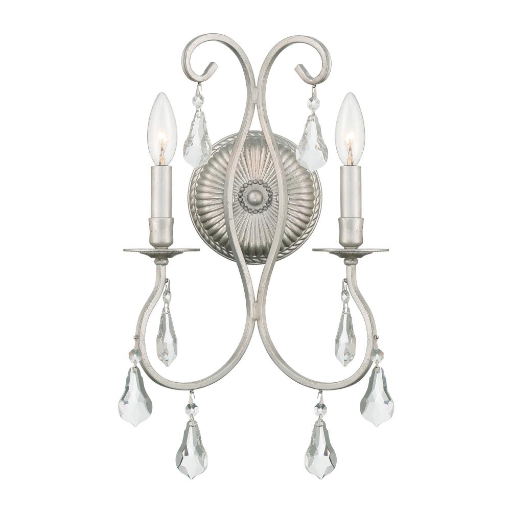 Ashton 10.5'' Hand Cut Crystal Olde Silver Sconce