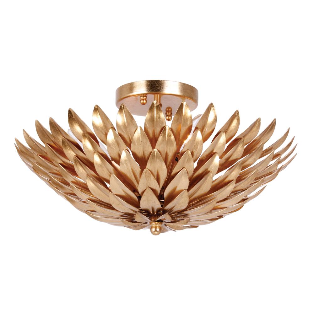 Broche 16'' Antique Gold Semi Flush Mount
