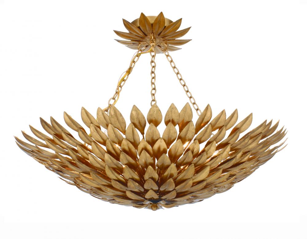 Broche 24.5'' Antique Gold Semi Flush Mount