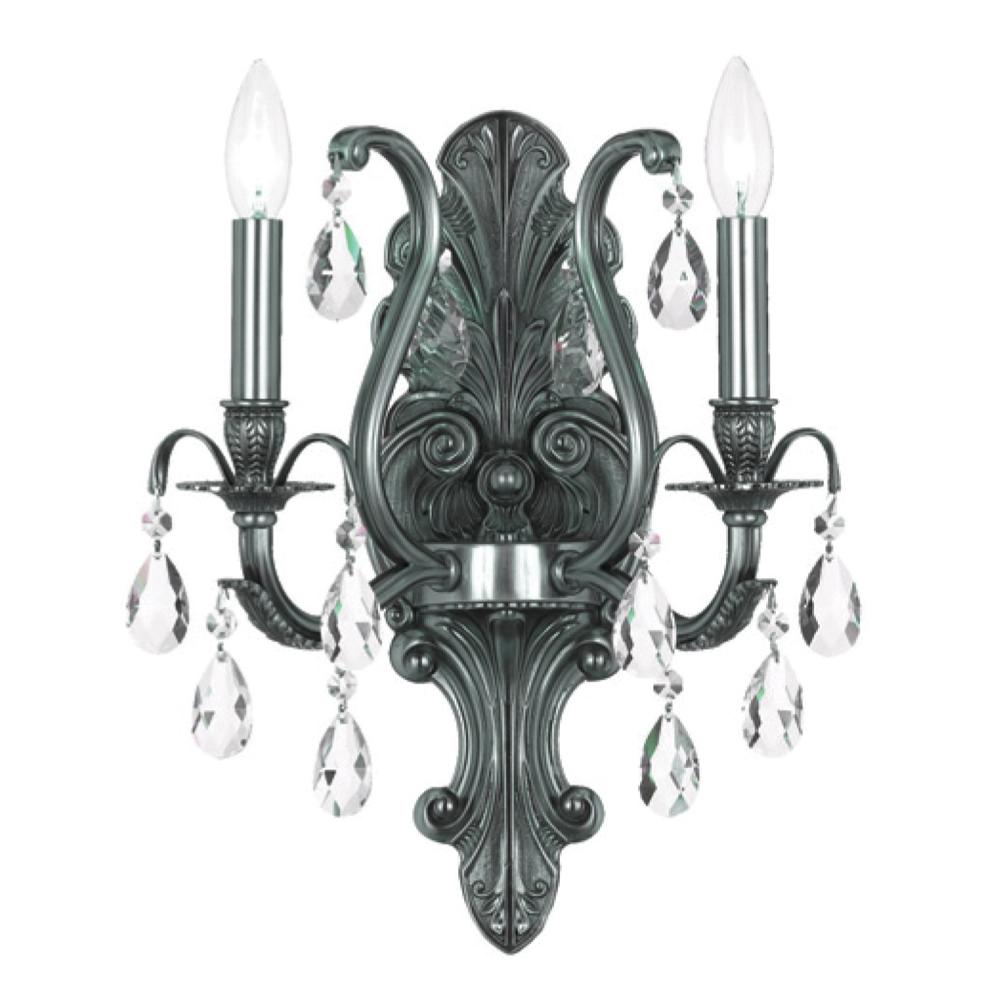 Dawson 12.5'' Hand Cut Crystal Pewter Sconce