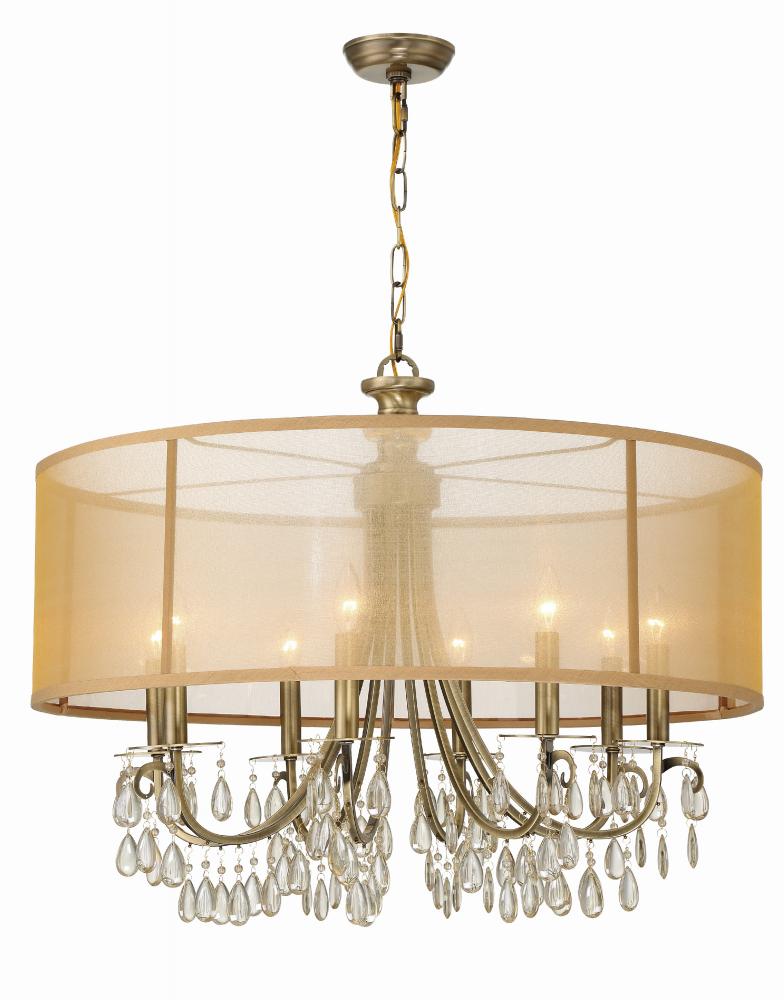 Hampton 32'' Drum Shade Antique Brass Chandelier