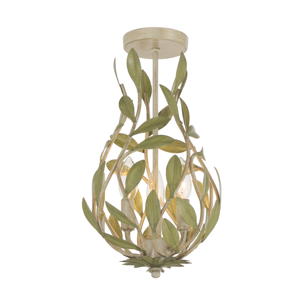 Broche 9'' Champagne Green Tea Semi Flush Mount
