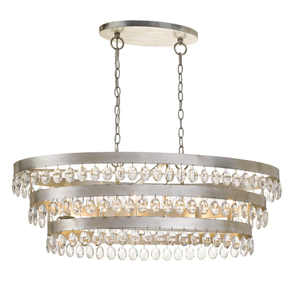 Perla 36'' Antique Silver Linear Oval Chandelier