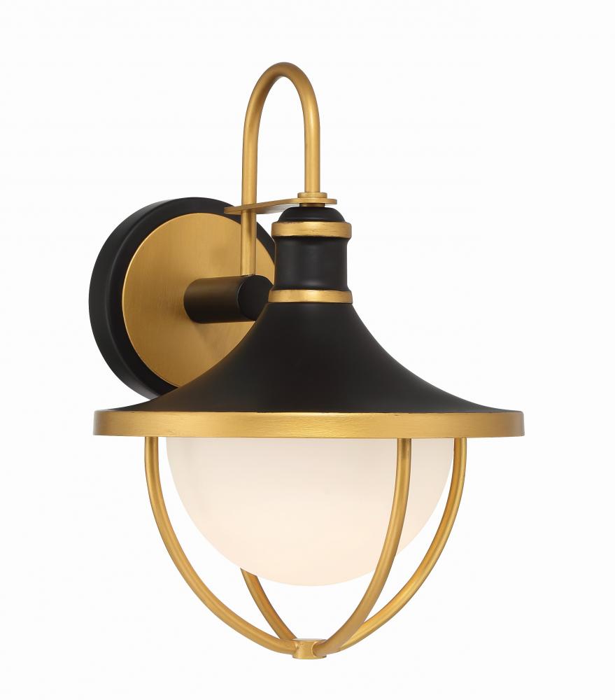 Atlas 9.75'' Matte Black + Textured Gold Outdoor Sconce