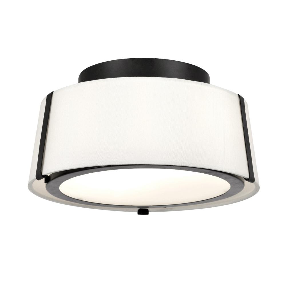 Fulton 12'' Black Semi Flush Mount