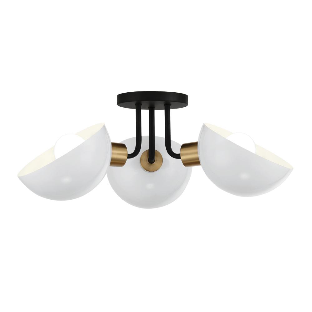 Gigi 22.75'' Black + Aged Brass Semi Flush Mount