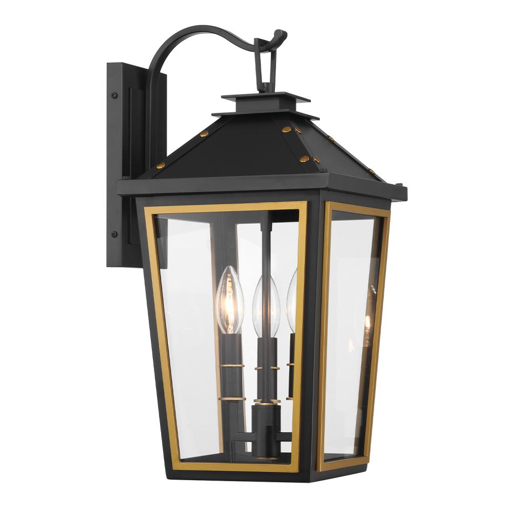 Hawkins 9.5'' Matte Black + Textured Gold Outdoor Sconce
