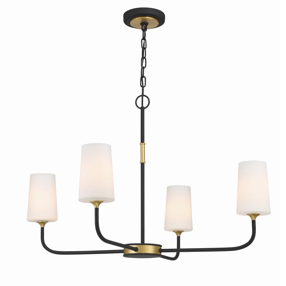 Niles 34'' Black Forged + Modern Gold Chandelier