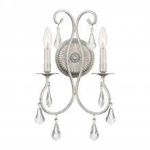 Crystorama 5012-OS-CL-MWP - Ashton 10.5'' Hand Cut Crystal Olde Silver Sconce