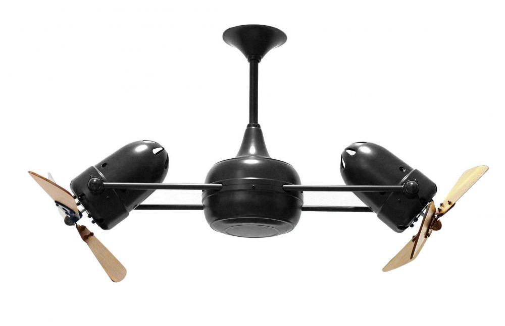 Duplo Dinamico - Rotational Ceiling Fan - Matte Black Finish - Wood Blades