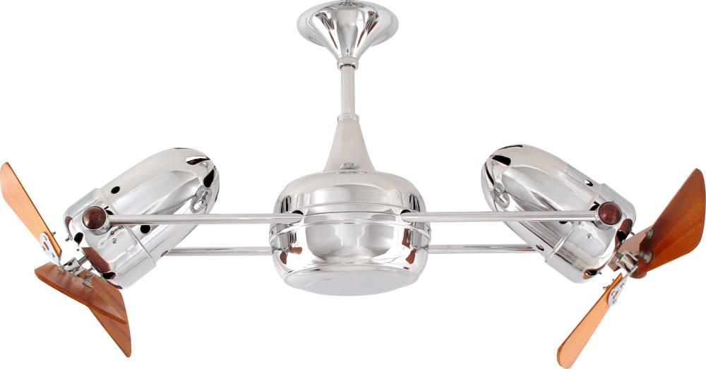 Duplo Dinamico - Rotational Ceiling Fan (Interior) - Polished Chrome Finish - Wood Blades