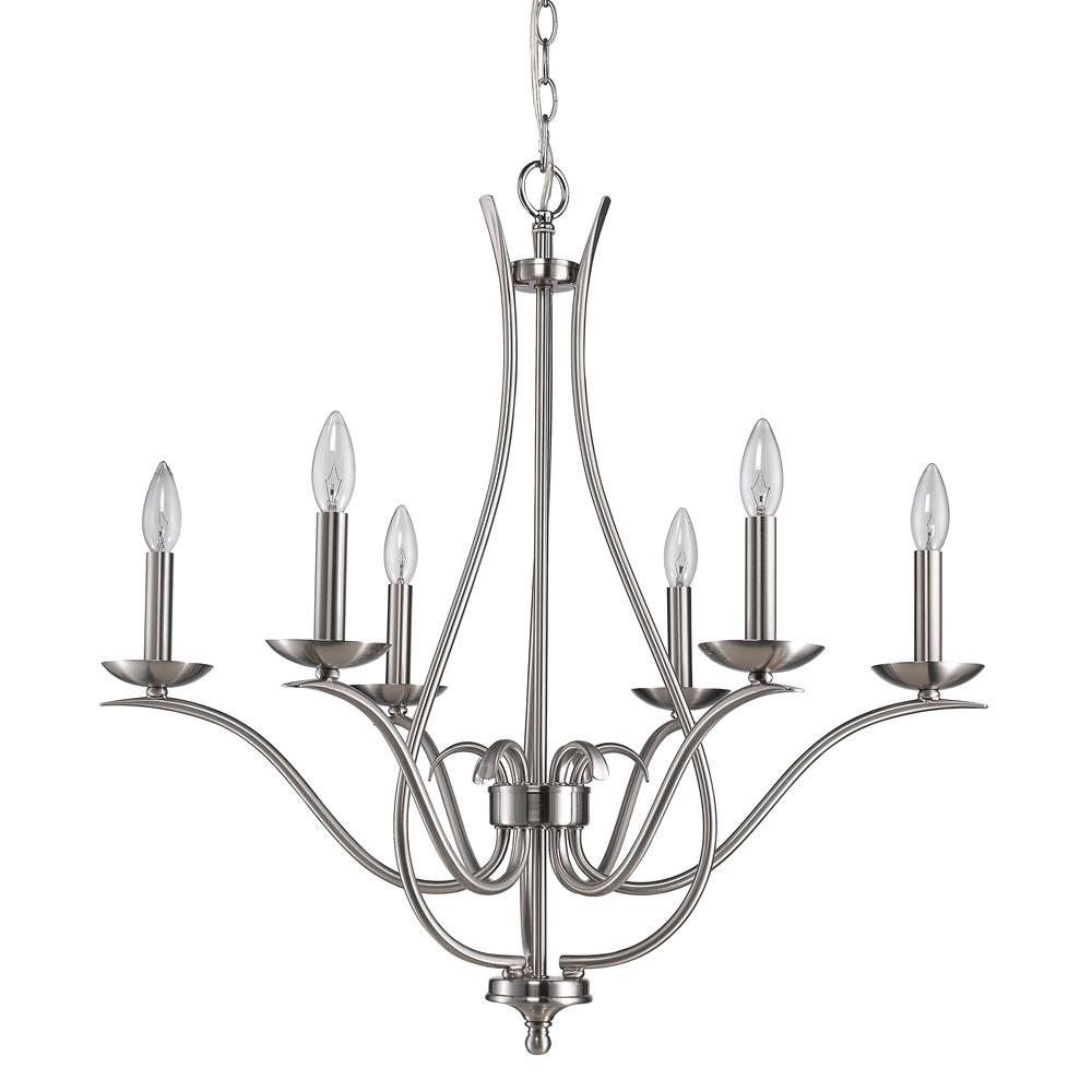 Genevieve Indoor 6-Light Chandelier In Satin Nickel