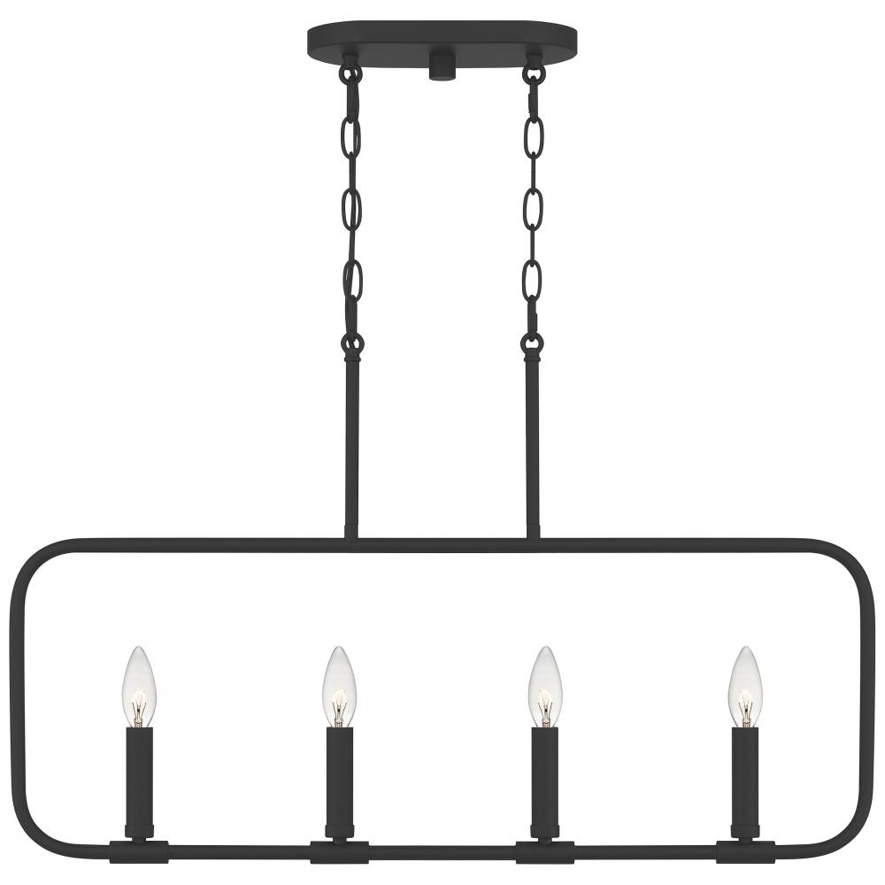 Abner 4-Light Matte Black Linear Chandelier