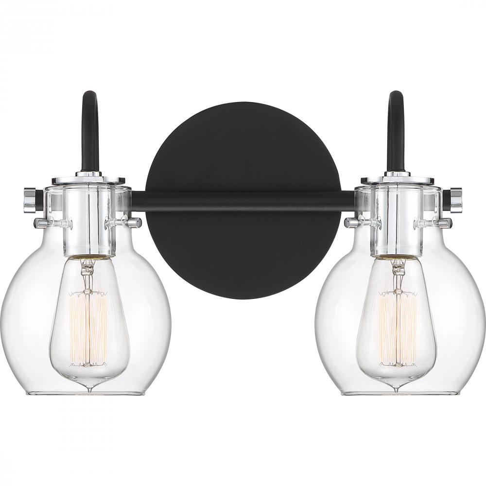 Andrews 2-Light Earth Black Vanity Light