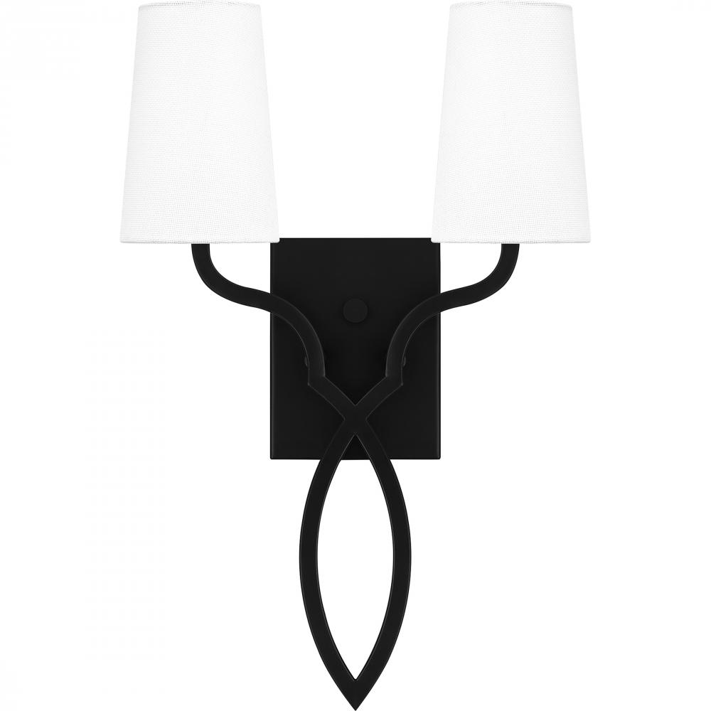 O'Hare 2-Light Matte Black Wall Sconce