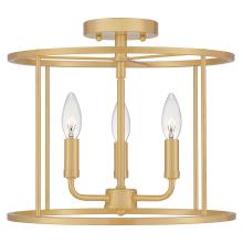 Quoizel ABR1714AB - Abner 3-Light Aged Brass Semi-Flush Mount Light