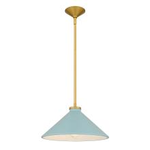 Quoizel BRADB1814BRG - Bradbury 1-Light Brushed Gold Pendant Light with Light Blue Shade