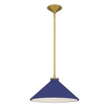 Quoizel BRADN1814BRG - Bradbury 1-Light Brushed Gold Pendant Light with Navy Blue Shade
