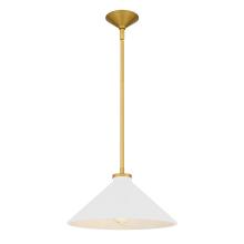 Quoizel BRADW1814BRG - Bradbury 1-Light Brushed Gold Pendant Light with White Shade