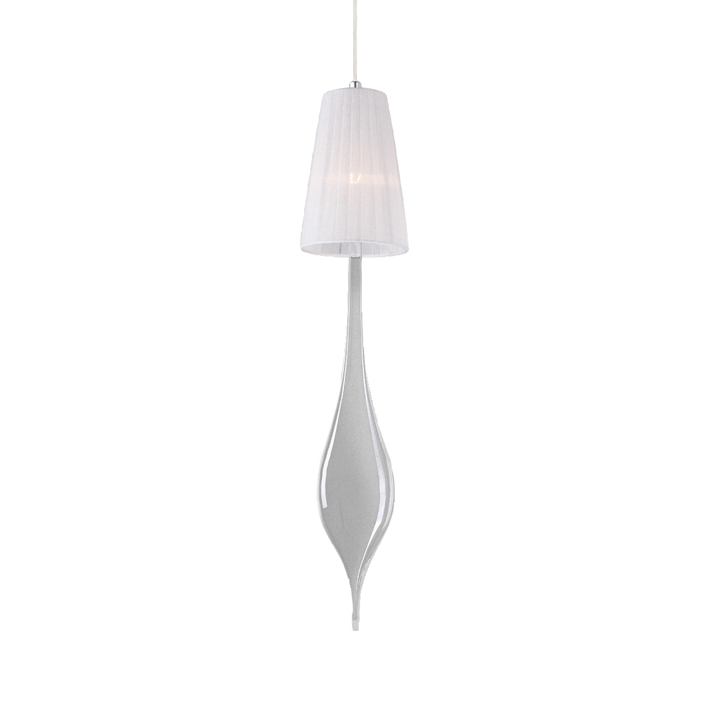 Aqua, 1Lt Pendant, Med, Chrome/White