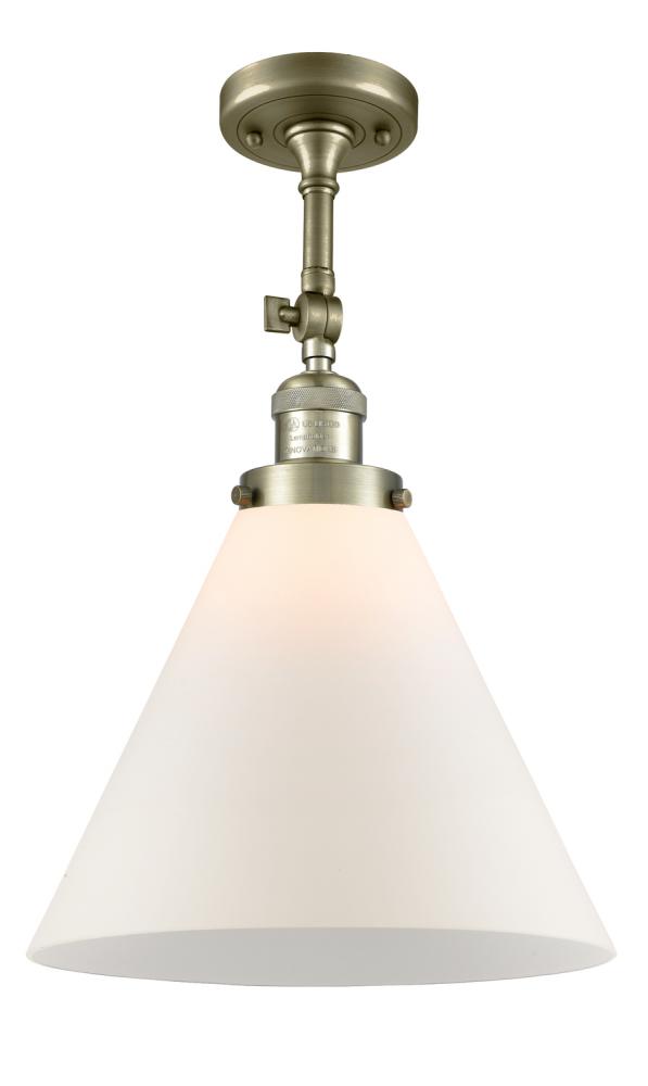 Cone - 1 Light - 12 inch - Antique Brass - Adjustable Semi-Flush Mount