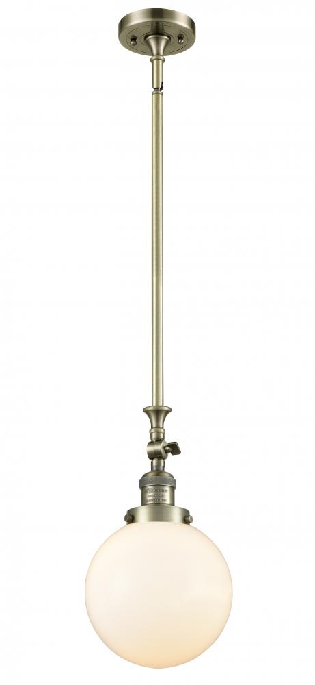 Beacon - 1 Light - 8 inch - Antique Brass - Stem Hung - Adjustable Mini Pendant