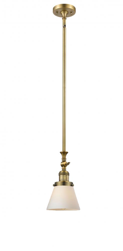 Cone - 1 Light - 6 inch - Brushed Brass - Stem Hung - Adjustable Mini Pendant