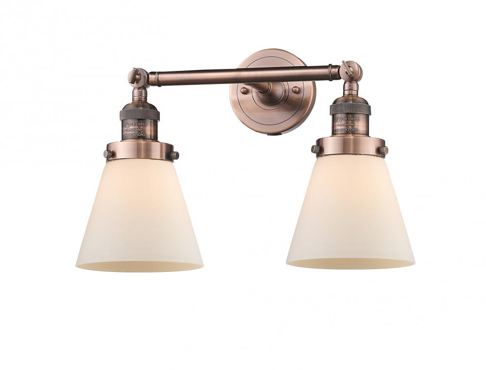 Cone - 2 Light - 16 inch - Antique Copper - Adjustable Bath Vanity Light