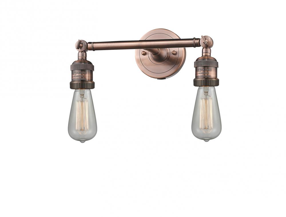 Bare Bulb - 2 Light - 11 inch - Antique Copper - Adjustable Bath Vanity Light