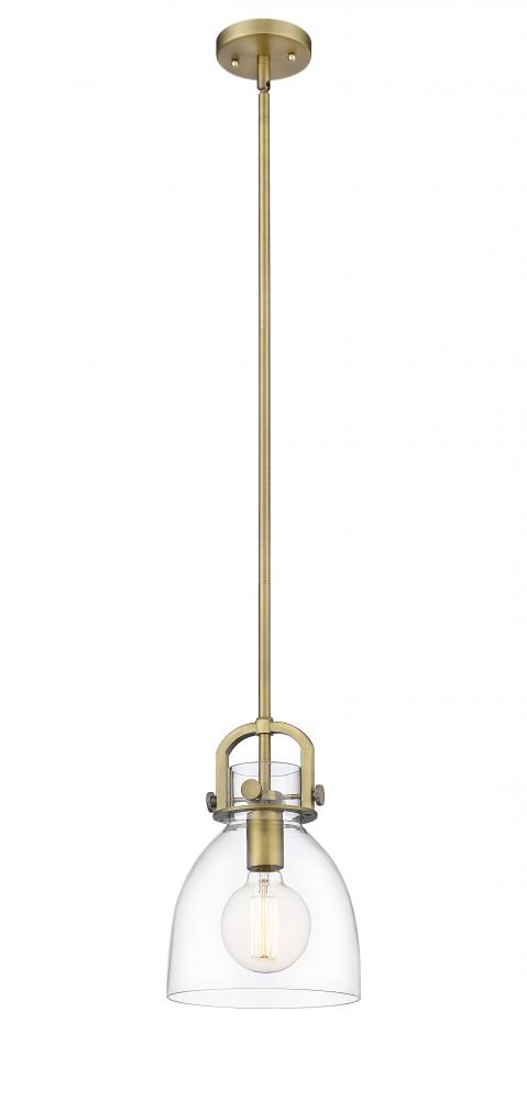 Newton Bell - 1 Light - 8 inch - Brushed Brass - Stem hung - Mini Pendant