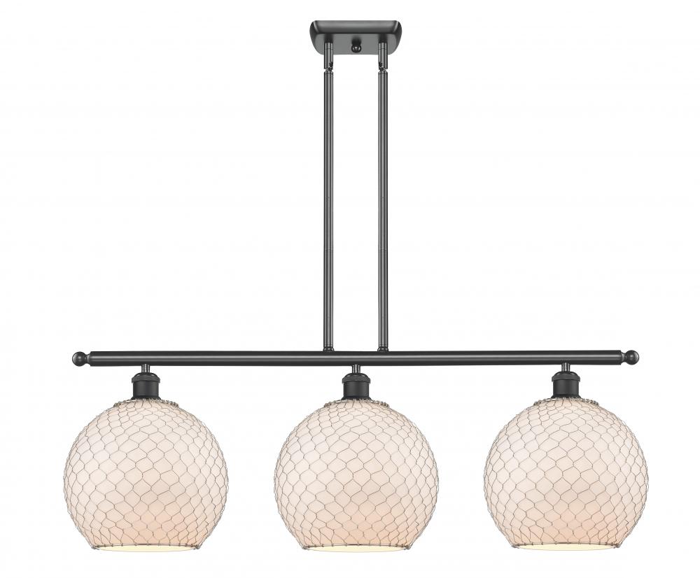 Farmhouse Chicken Wire - 3 Light - 37 inch - Matte Black - Stem hung - Island Light