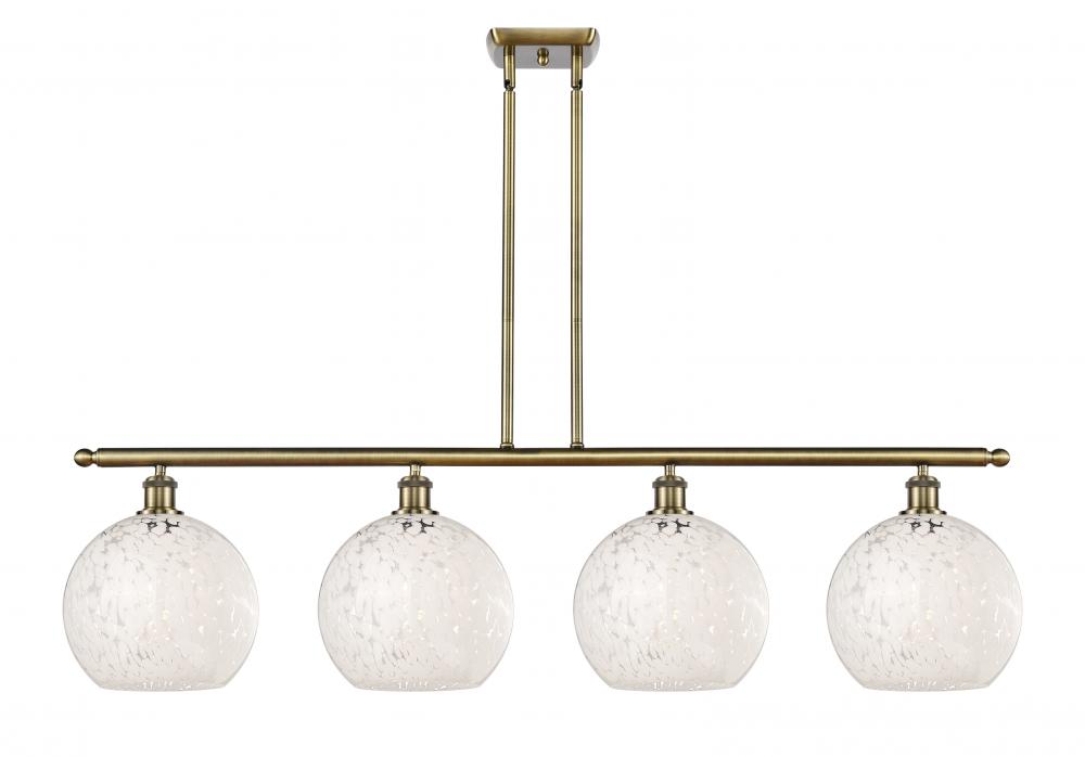 White Mouchette - 4 Light - 48 inch - Antique Brass - Stem Hung - Island Light