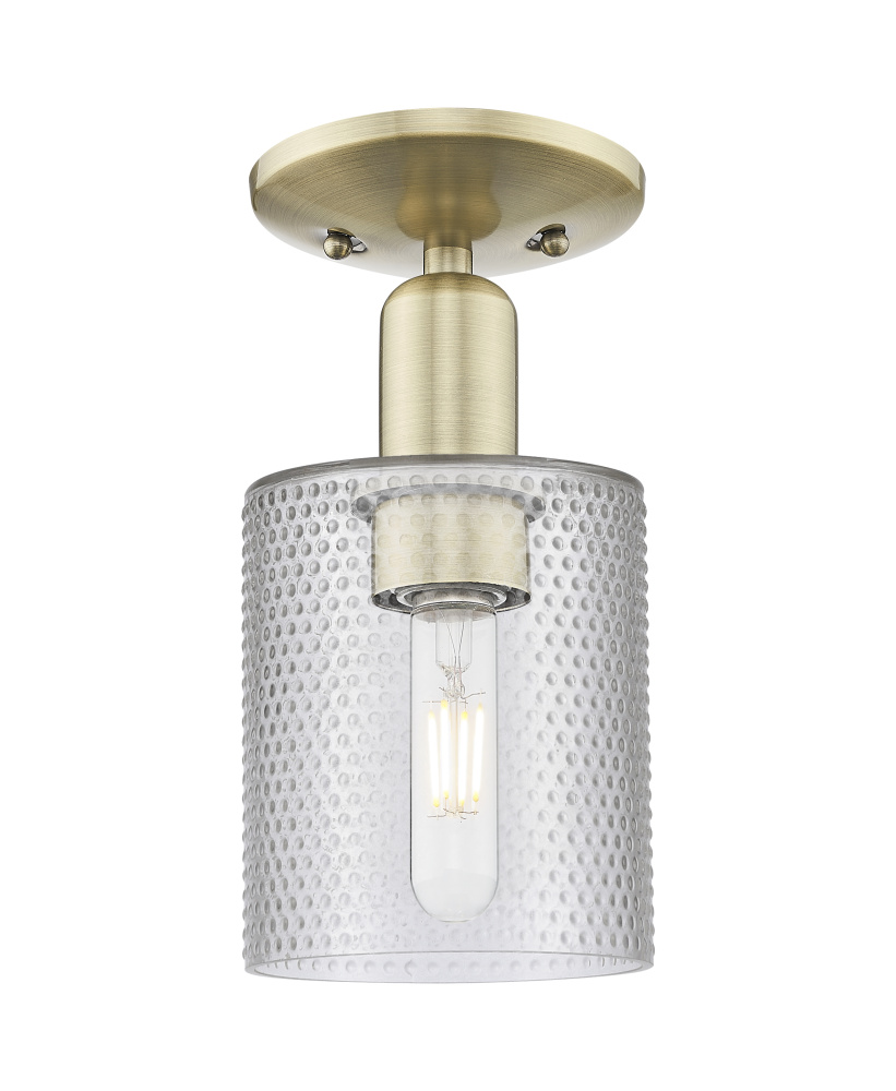 Cobbleskill - 1 Light - 5 inch - Antique Brass - Semi-Flush Mount