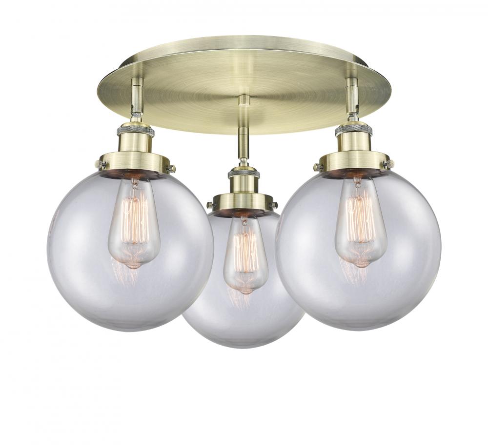 Whitney - 3 Light - 20 inch - Antique Brass - Semi-Flush Mount