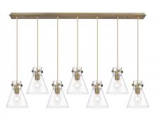 Innovations Lighting 127-410-1PS-BB-G411-8CL - Newton Cone - 7 Light - 52 inch - Brushed Brass - Linear Pendant