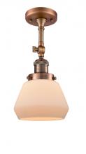 Innovations Lighting 201F-AC-G171 - Fulton - 1 Light - 7 inch - Antique Copper - Adjustable Semi-Flush Mount