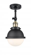Innovations Lighting 201F-BAB-HFS-61-BK - Hampden - 1 Light - 7 inch - Black Antique Brass - Adjustable Semi-Flush Mount
