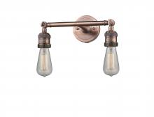 Innovations Lighting 208-AC - Bare Bulb - 2 Light - 11 inch - Antique Copper - Adjustable Bath Vanity Light