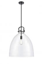 Innovations Lighting 412-1S-BK-18CL - Newton Bell - 1 Light - 18 inch - Matte Black - Stem hung - Pendant