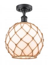 Innovations Lighting 516-1C-BK-G121-10RB - Farmhouse Rope - 1 Light - 10 inch - Matte Black - Semi-Flush Mount